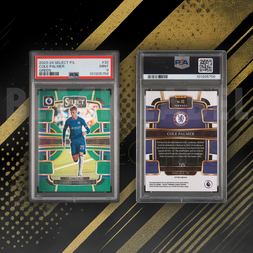 2023-24 Panini Select Premier League #32 Cole Palmer Green /5 – PSA 9