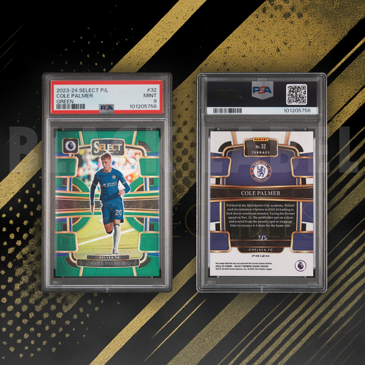 2023-24 Panini Select Premier League #32 Cole Palmer Green /5 – PSA 9
